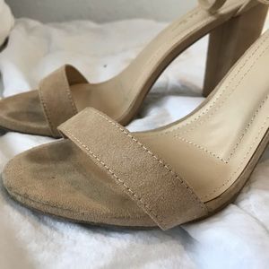 Taylor Natural Suede Ankle Strap Heels